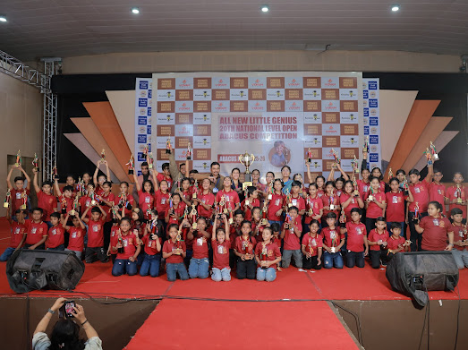 Genius Kids Academy students on stage at 20th National Level Open Abacus Competition